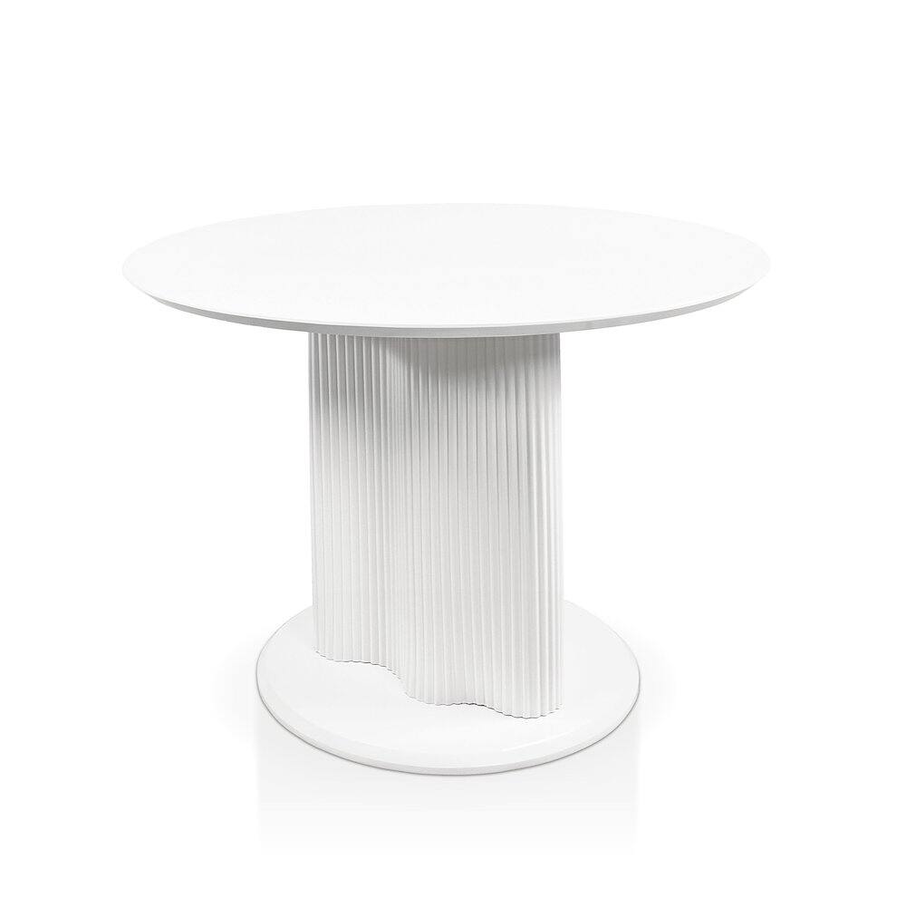 Alt View 1. Furniture of America - Elara Iron Base Pedestal Round Dining Table - White.