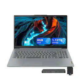 Lenovo - IdeaPad Slim 3i 15.6" FHD Laptop,Intel Core i3-N305,8GB RAM,128GB UFS+1TB Dock Set,UHD Graphics,Win 11 - Gray