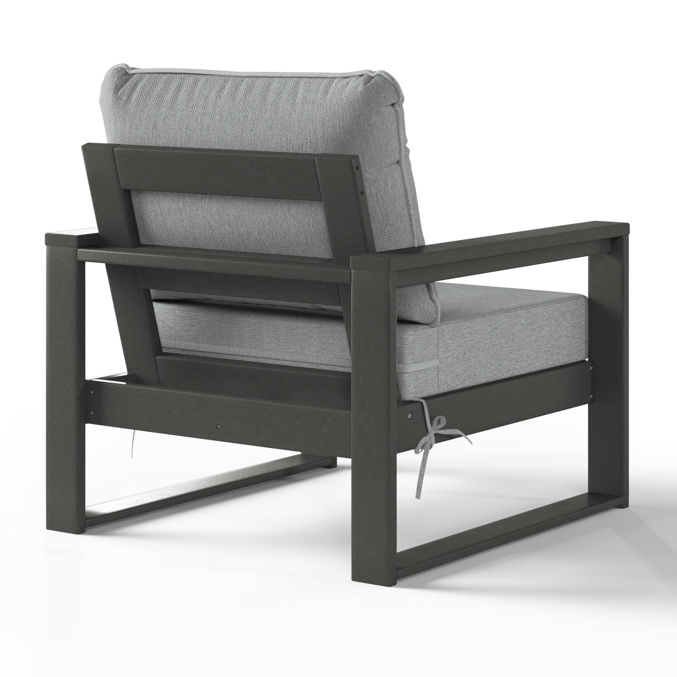 Alt View 1. WestinTrends - WestinTrends Montara Outdoor Modern HDPE Patio Club Chair with Waterproof Deep Seat Cushions (Set of 2) - Grey.