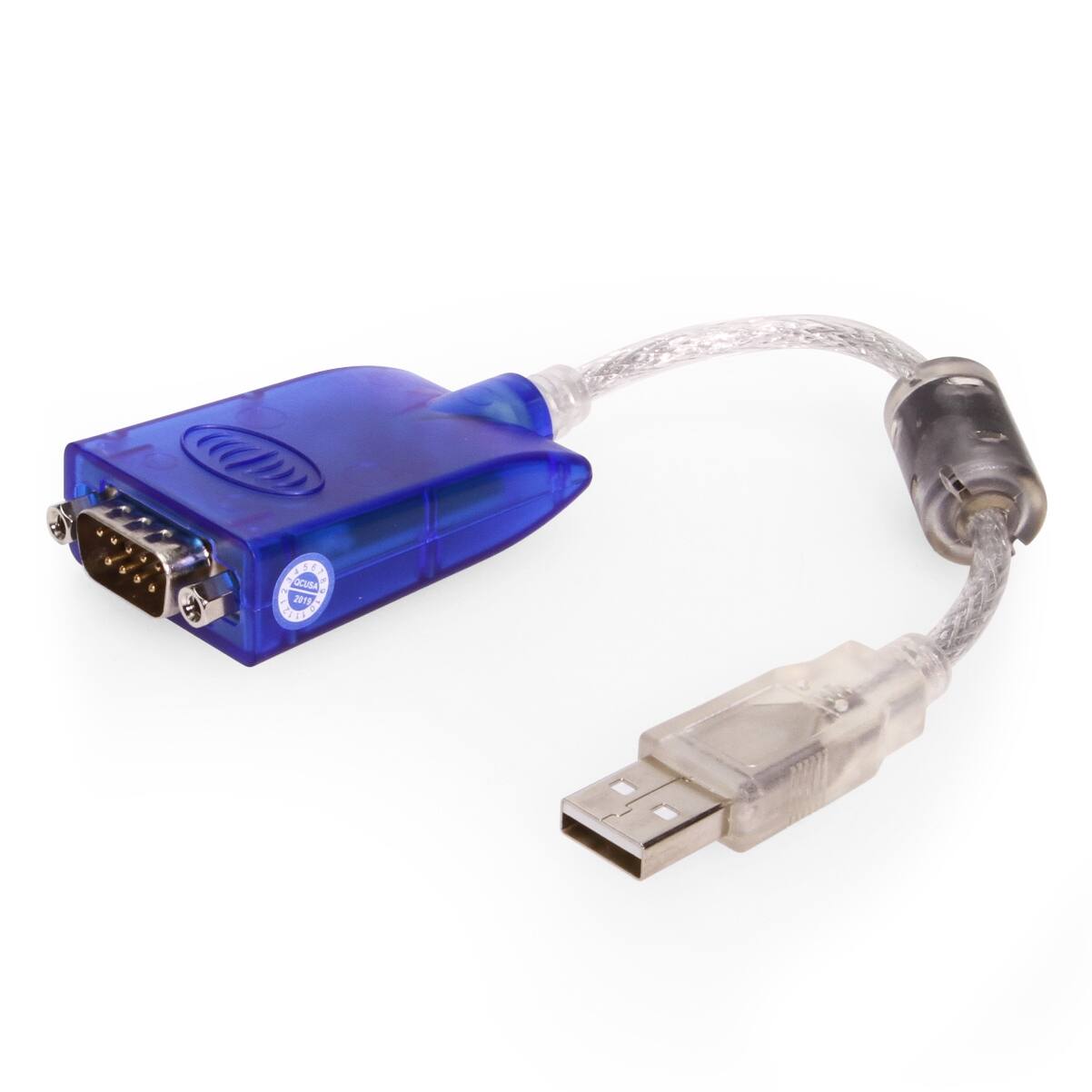 Front. Gearmo - USB to Serial Adapter with LEDs, 12 Inch Cable, Surge Protection, FTDI Chip, Plug & Play, Windows 11 Compatible - Blue.