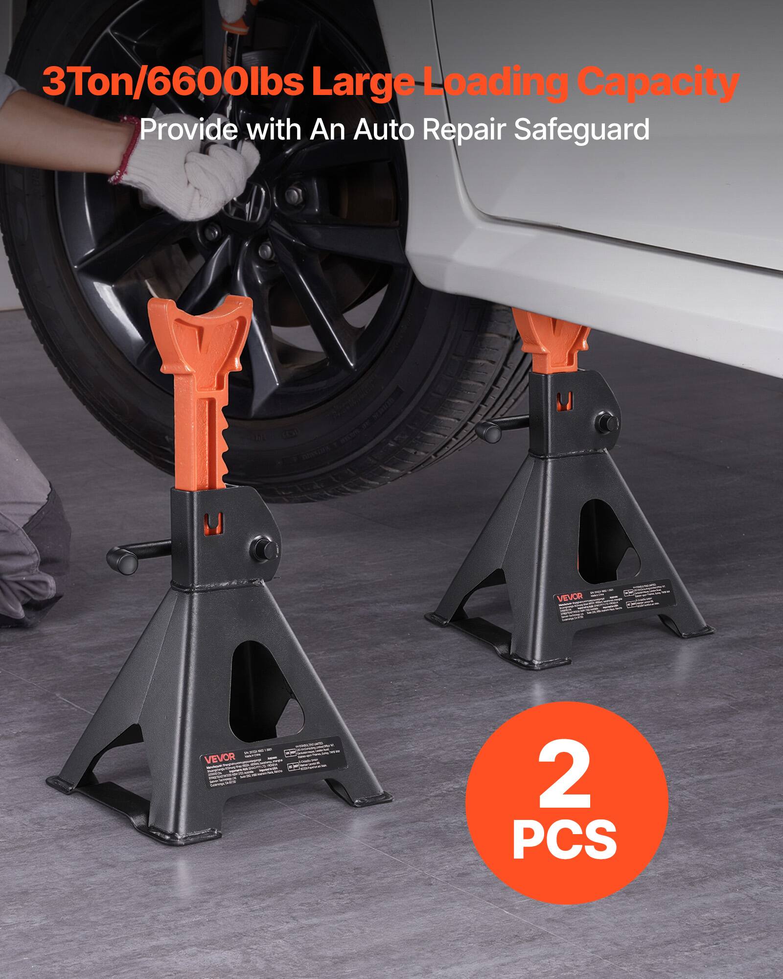 3Ton/6600lbs Large Loading Capacity  
Provide with An Auto Repair Safeguard  

VEVOR - 2 PCS