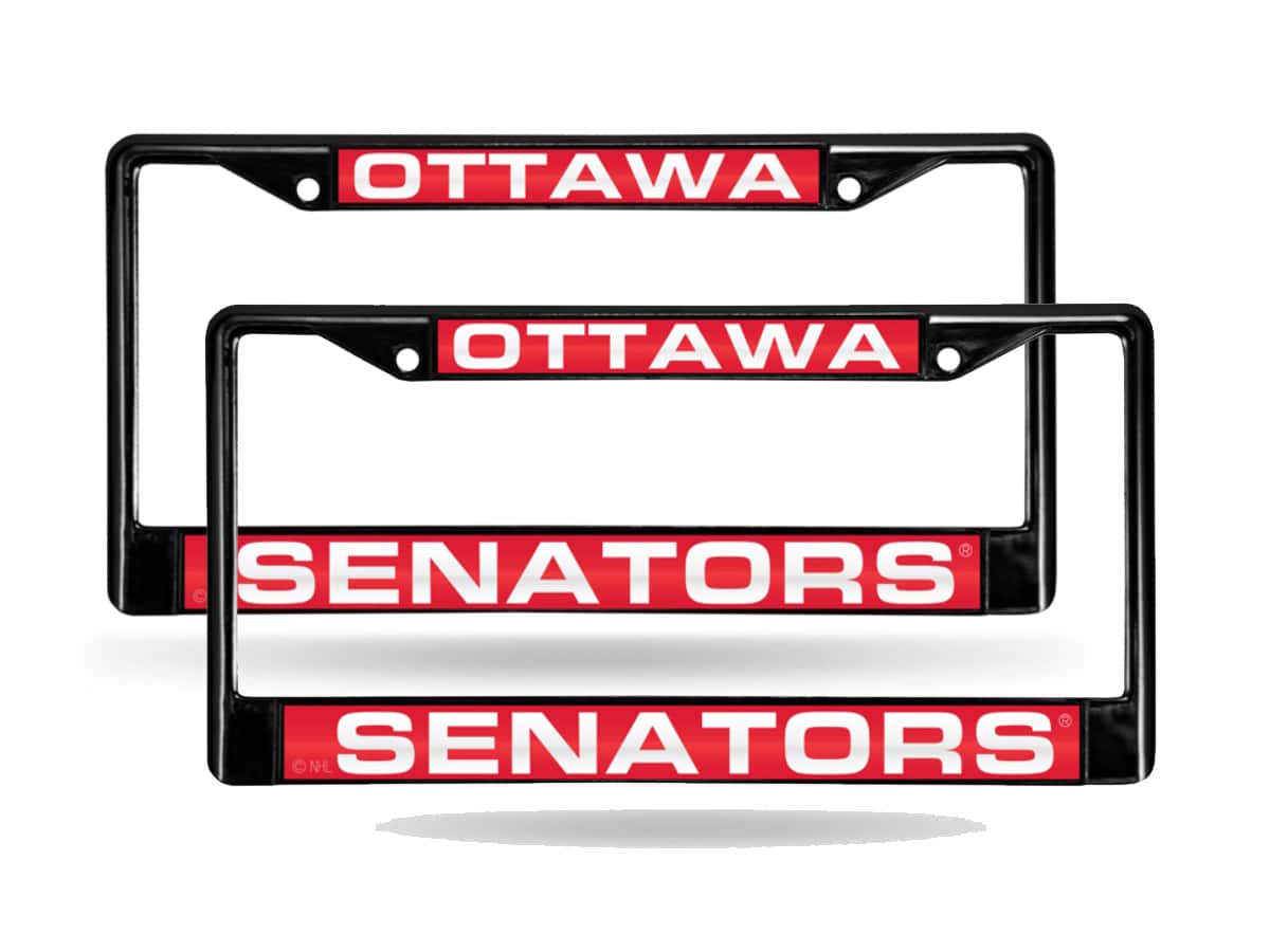 Rico Industries - Ottawa Senators Black Metal License Plate Frame - Set of 2 Frames - Multi