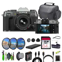 Fujifilm - X-T50 Mirrorless Digital Camera XF16-50mm+Accessories - Silver - Charcoal