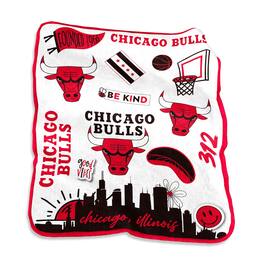 Logo Brands - Chicago Bulls 50'' x 60'' Native Raschel Plush Throw Blanket - Multicolor