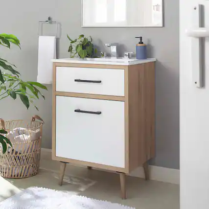 Front. Modway - Maverick Bathroom Vanity Basin Included by Modway - White Oak.