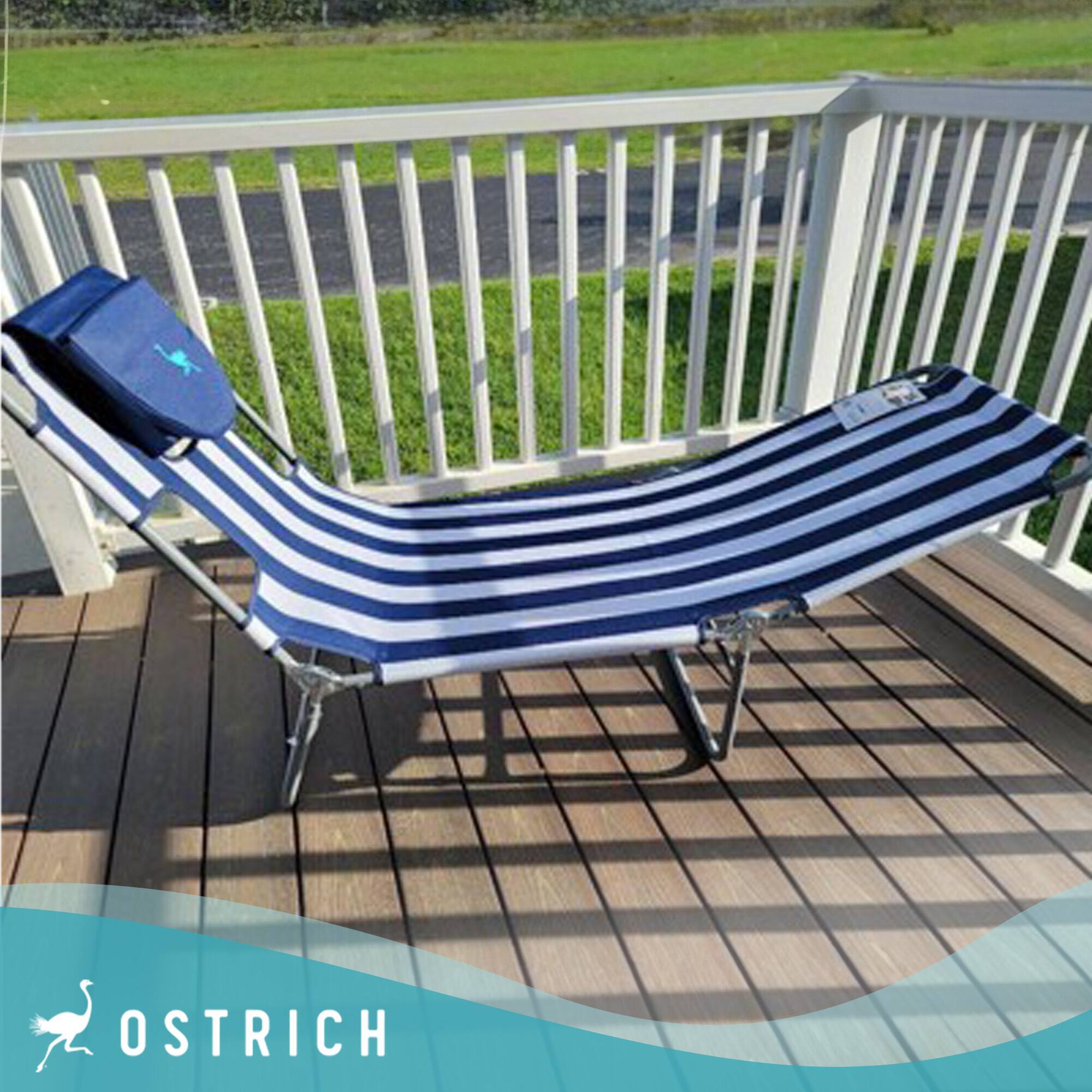 Alt View 3. Ostrich - Ostrich Chaise Lounge Folding Portable Sunbathing Beach Chair, Striped (2 Pack) - Striped.