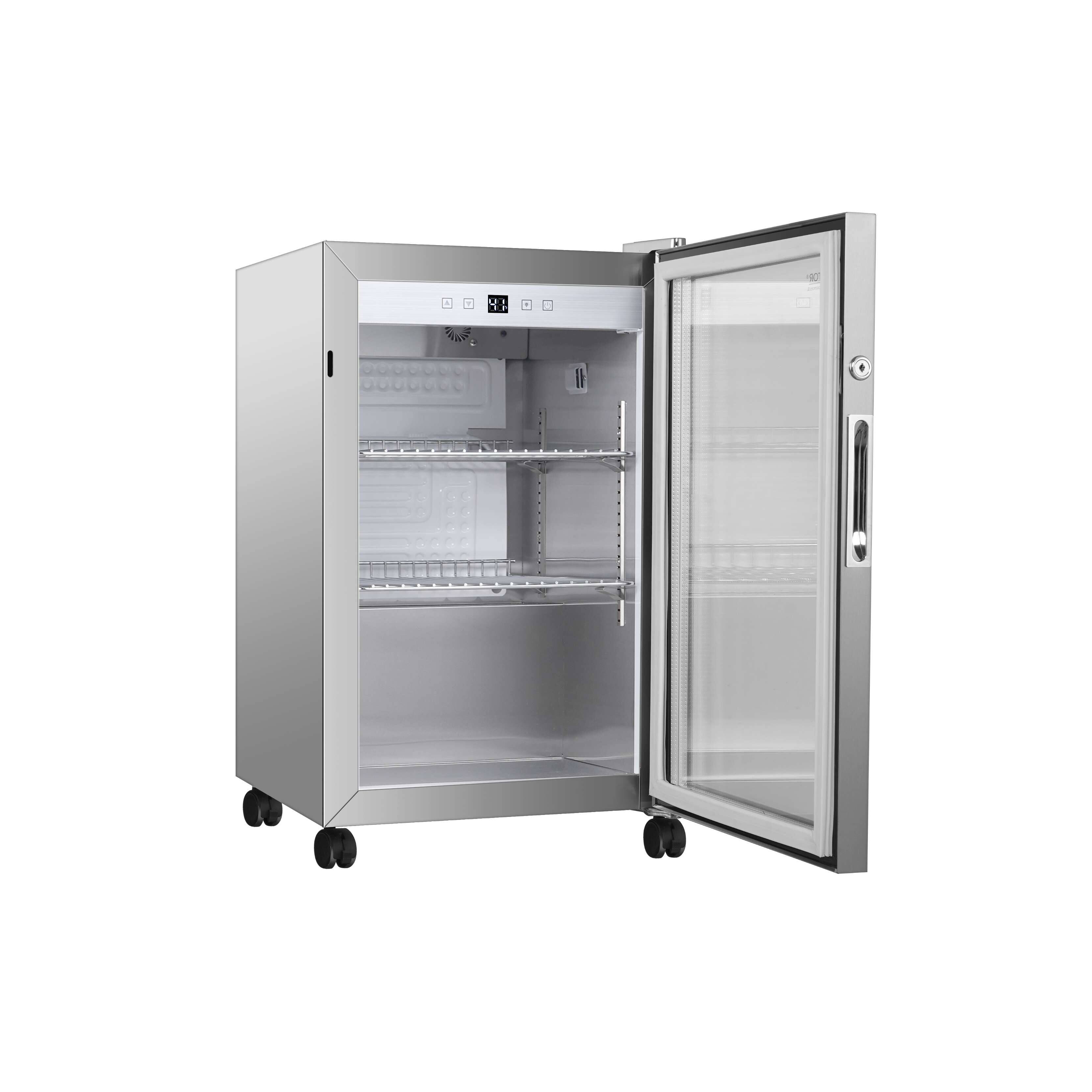 Left. Equator - Equator 2.3cf Outdoor/Indoor 85 Cans | Beverage Refrigerator IPX4 Waterproof SS Builtin/FS Quiet 42dB - 110V - Stainless.