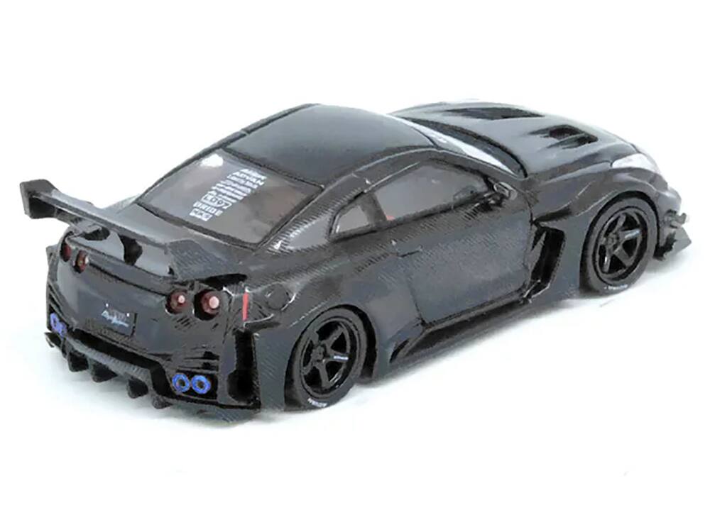 Angle. Inno Models - Nissan 35GT-RR RHD (Right Hand Drive) "LB-Silhouette Works GT" Full Dry Carbon 1/64 Diecast Model Car by Inno Models - Grey.