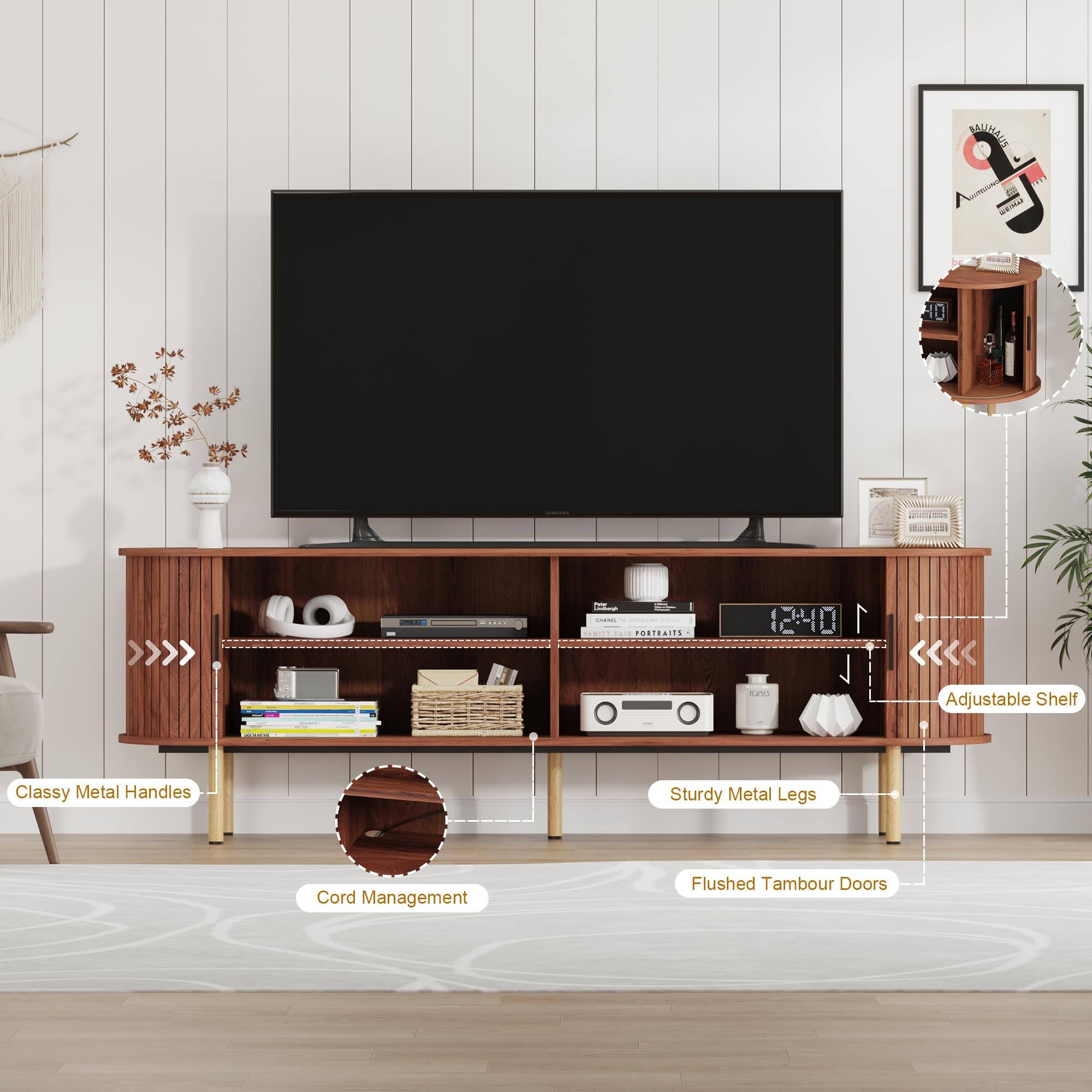 DAIMA 10 C PORDWAITS 12:40 1 J

- Adjustable Shelf
- Classy Metal Handles
- Sturdy Metal Legs
- Cord Management
- Flushed Tambour Doors