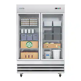 Koolmore - 54 in. Two Glass Door Commercial Reach-In Refrigerator - 47 Cu Ft. RIR-2D-GD - Stainless Steel
