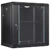 Front. VEVOR - 12U Wall-Mounted Server Network Cabinet, 15.5'' Depth, Secure Rack Enclosure, Supports up to 200 lbs - Black.