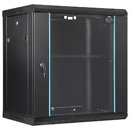 VEVOR - 12U Wall-Mounted Server Network Cabinet, 15.5'' Depth, Secure Rack Enclosure, Supports up to 200 lbs - Black
