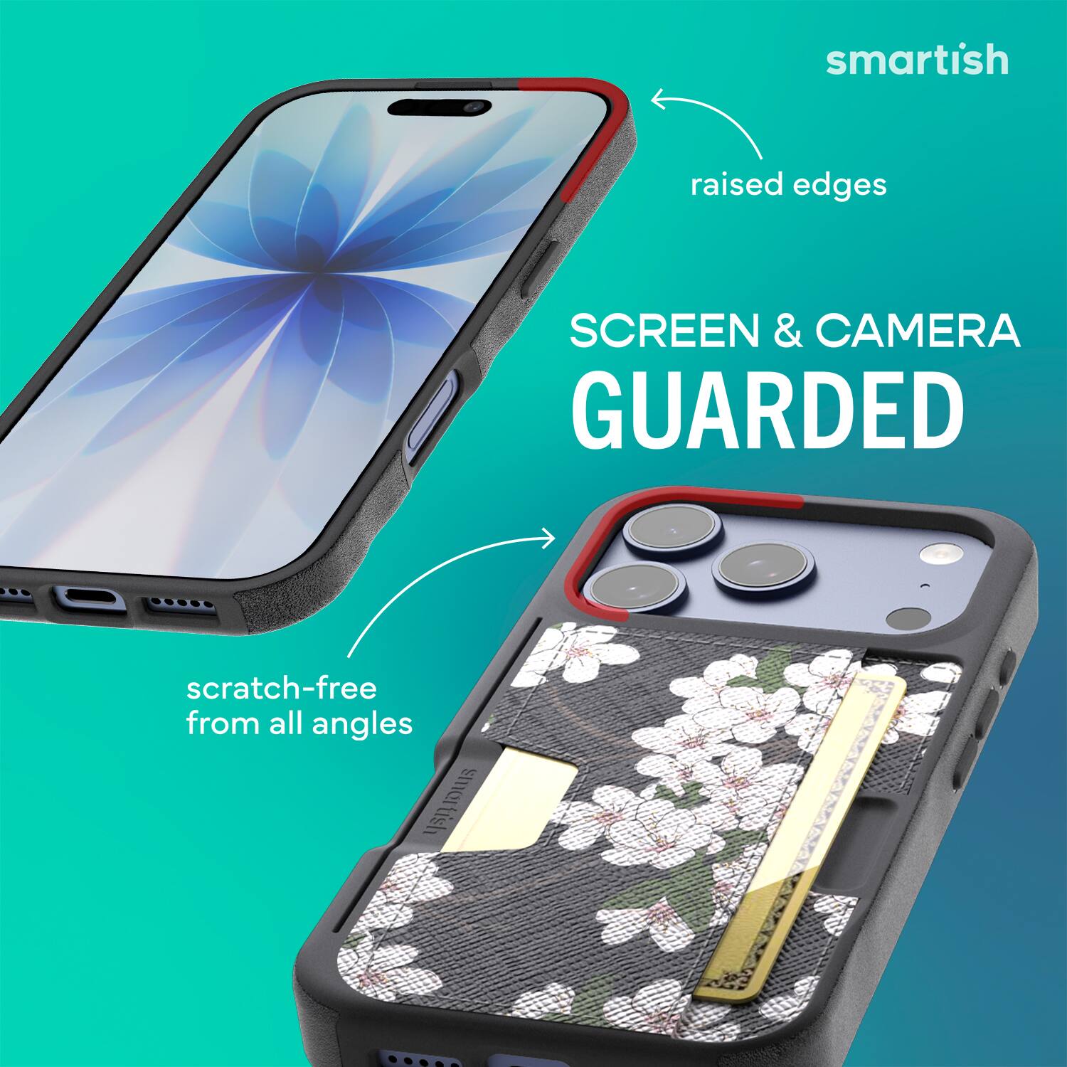 smartish raised edges SCREEN & CAMERA GUARDED scratch-free from all angles