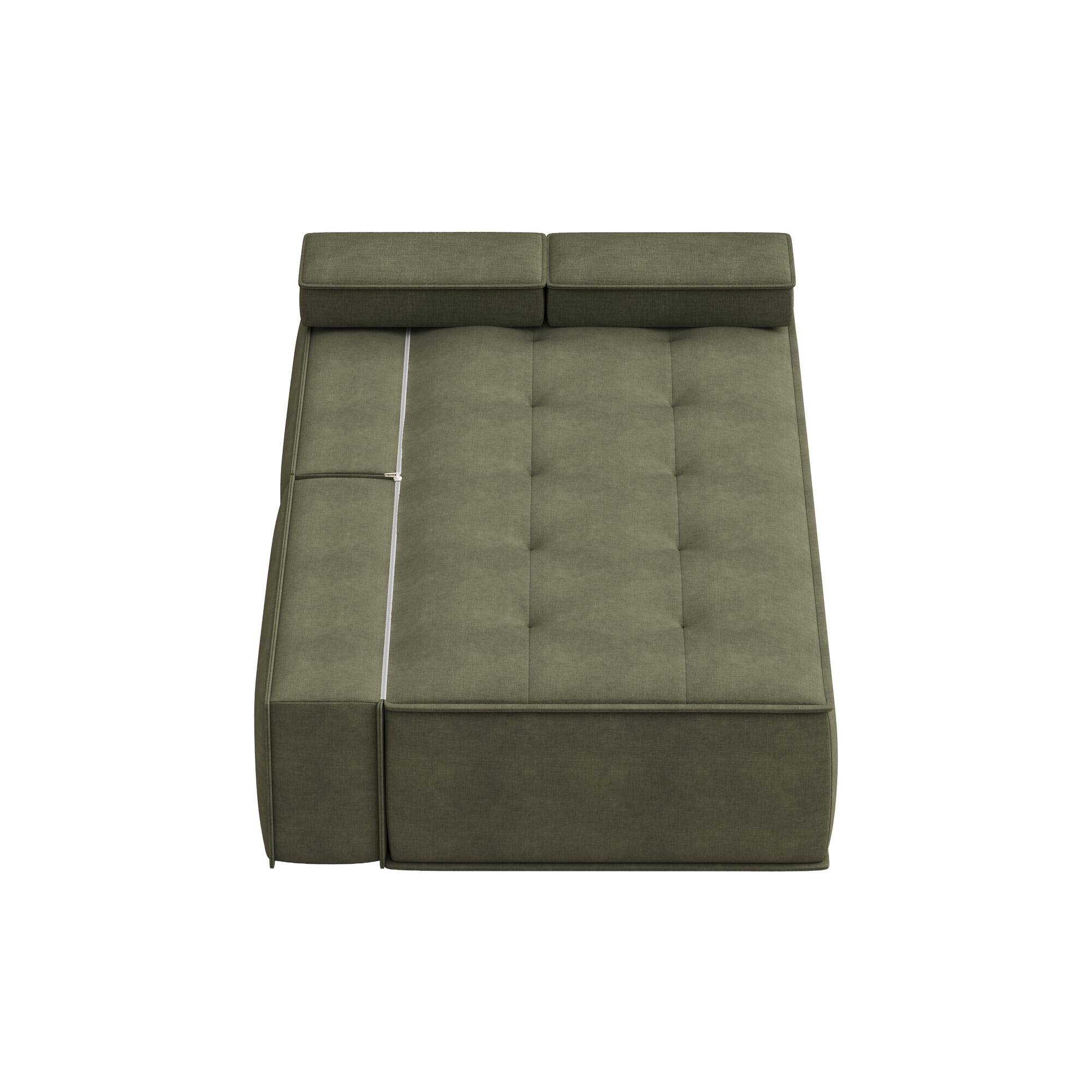 Alt View 7. luck idea - 79" Multi-Functional Fabric Sleeper Sofa, Convertible Couch Bed with Supportive Foam Cushion for Apartment & Studio - Green.