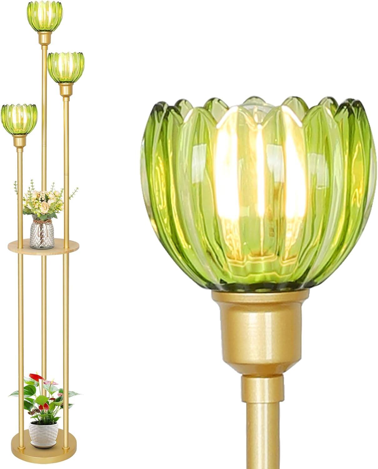 Gold-Green Flower Shade-Glass