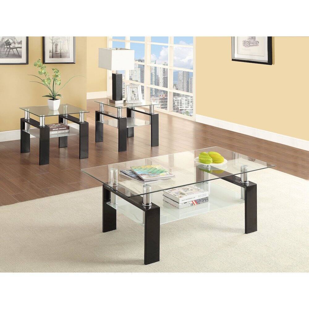 Angle. Coaster Co. of America - Dyer 3-piece Rectangular Coffee and End Table Set Black - Black.