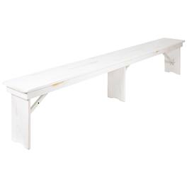 Alamont Home - HERCULES Series 8' x 12'' Solid Pine Folding Farm Bench with 3 Legs - Antique Rustic White