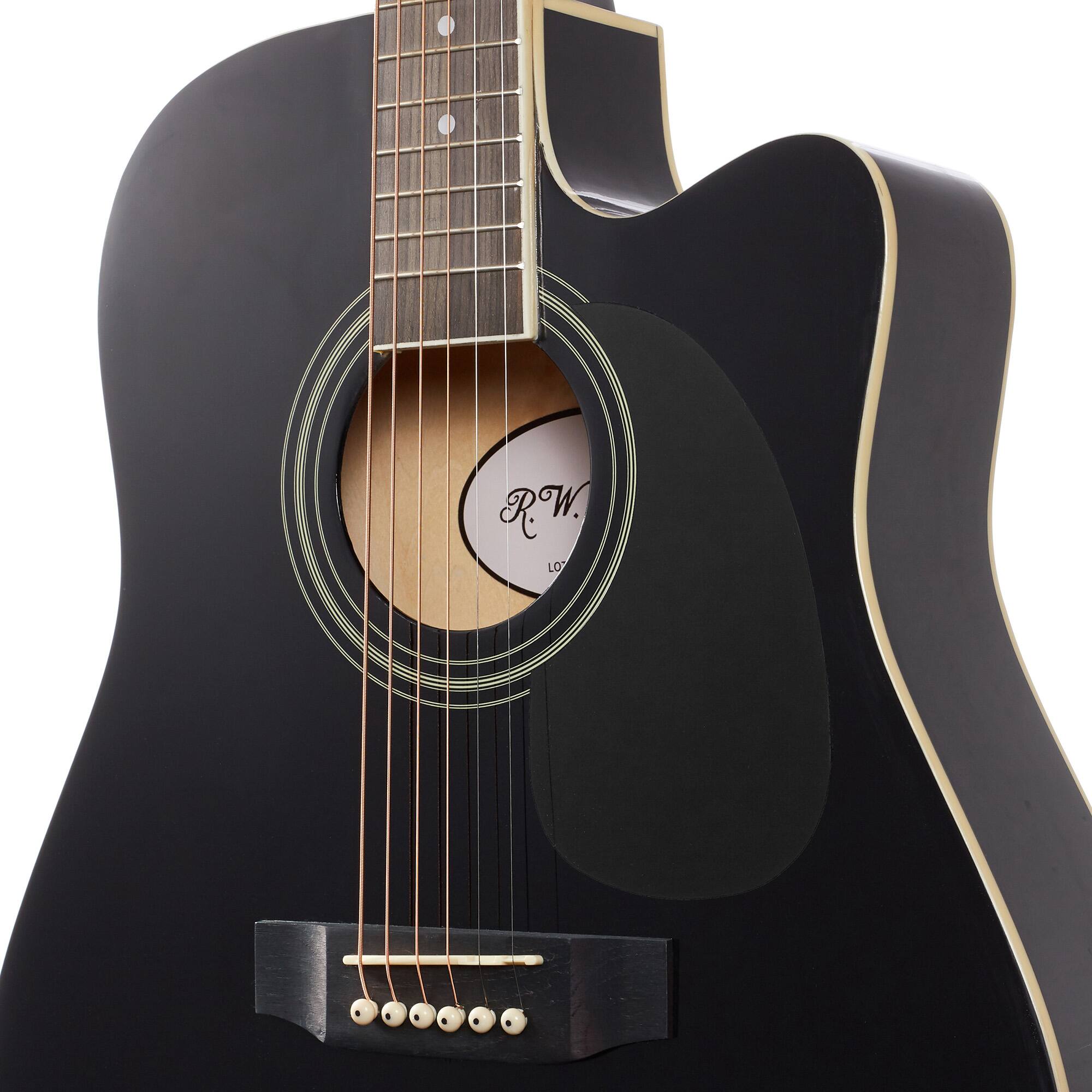 Alt View 3. Jameson Guitars - Thinline Cutaway Acoustic Electric Guitar with Gig Bag - Right Handed - Black.