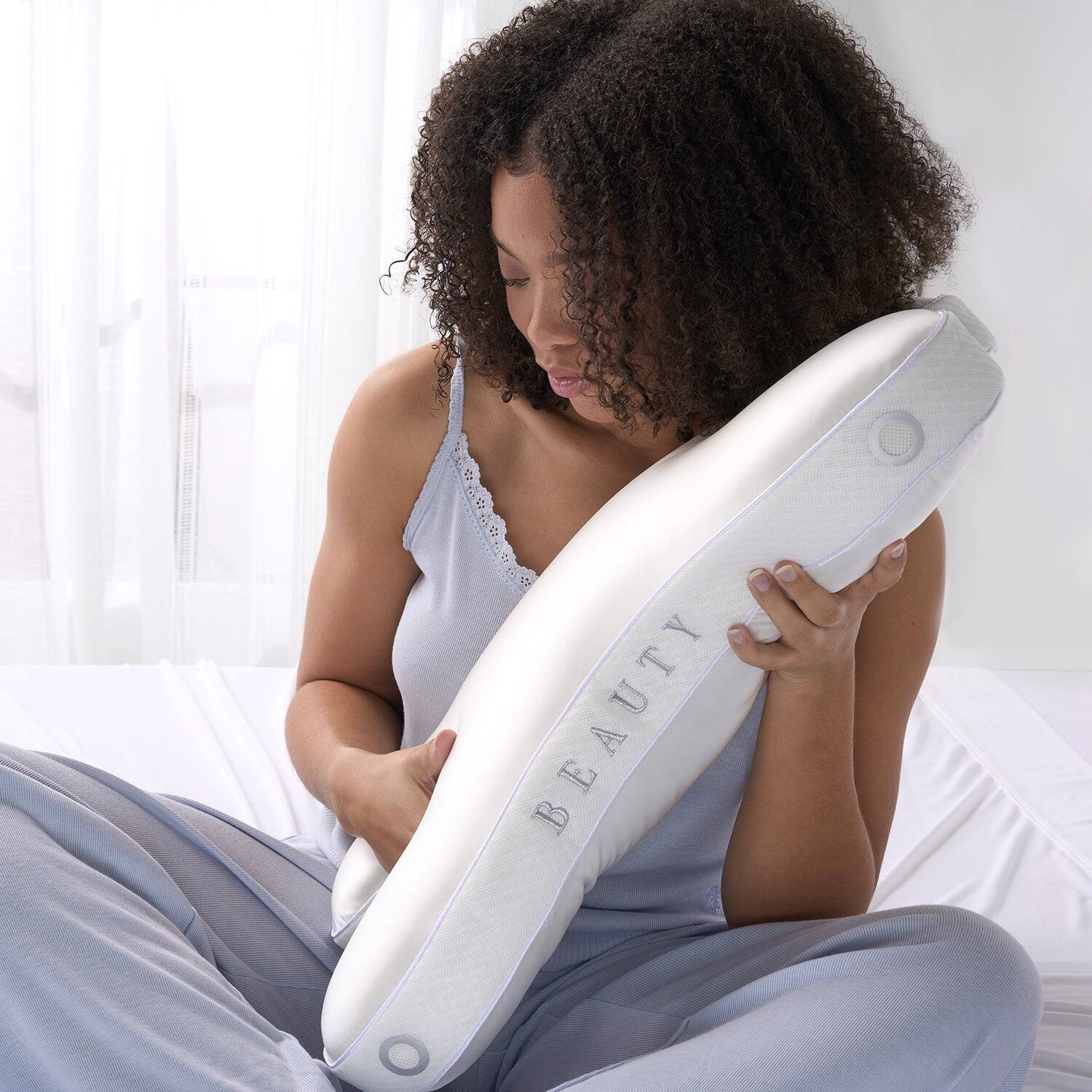 Angle. Bedgear - Beauty Performance® Pillow - White, Standard - white.