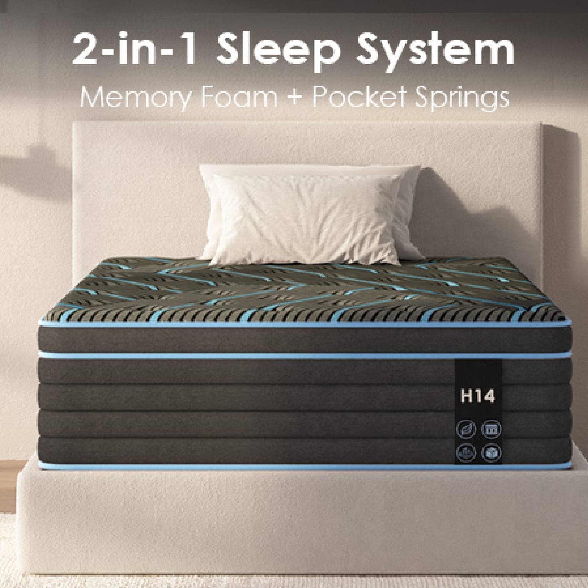 2-in-1 Sleep System  
Memory Foam + Pocket Springs  
H14