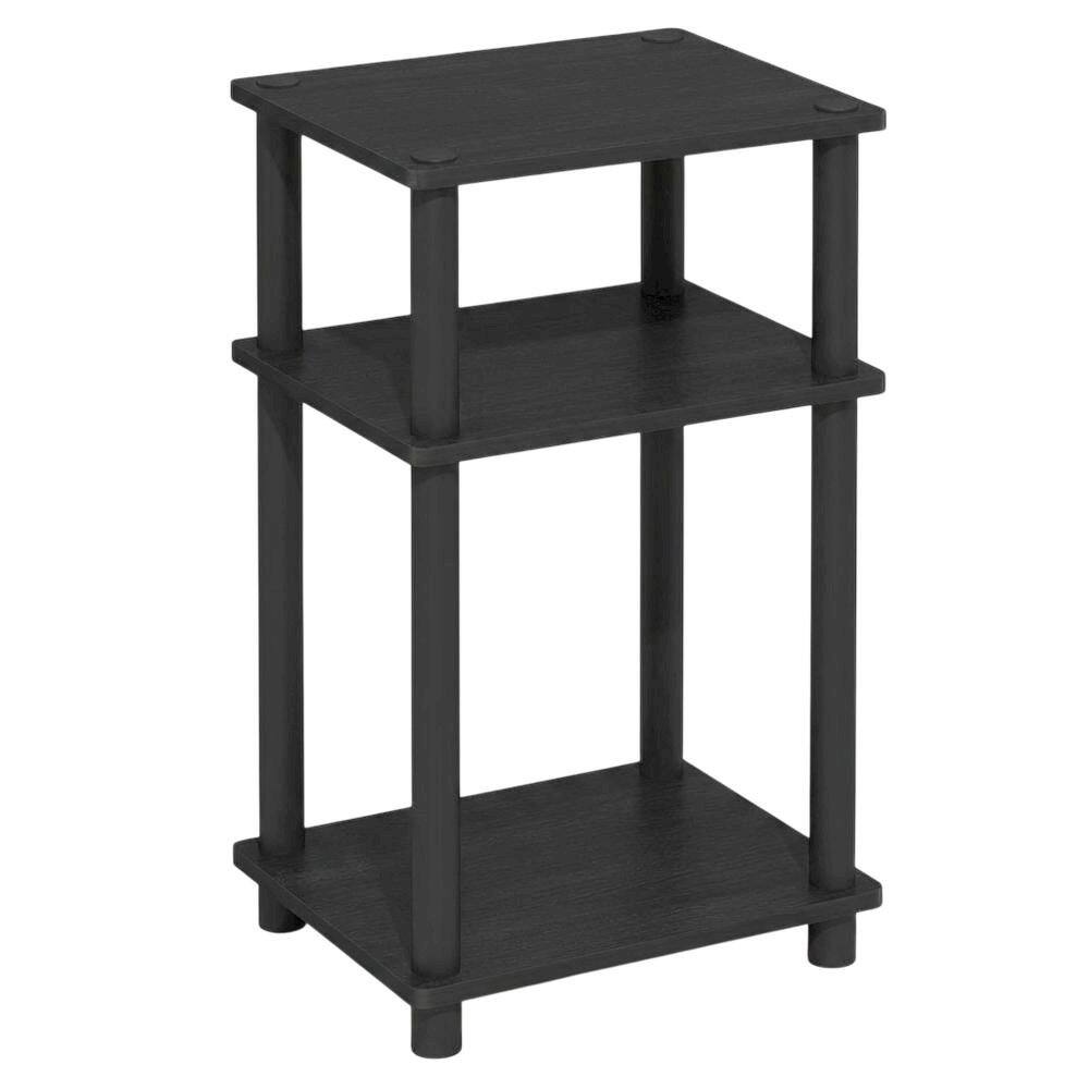 Front. FurniFact - Dark Americano 3-Tier End Table with Modern Nightstand Design - Dark Americano.