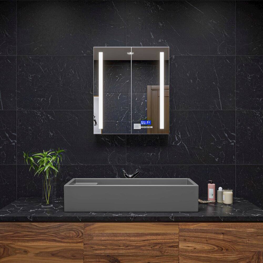 Back. Alfi - 39" Grey Matte Above Mount Fireclay Bathroom Trough Sink - Gray.