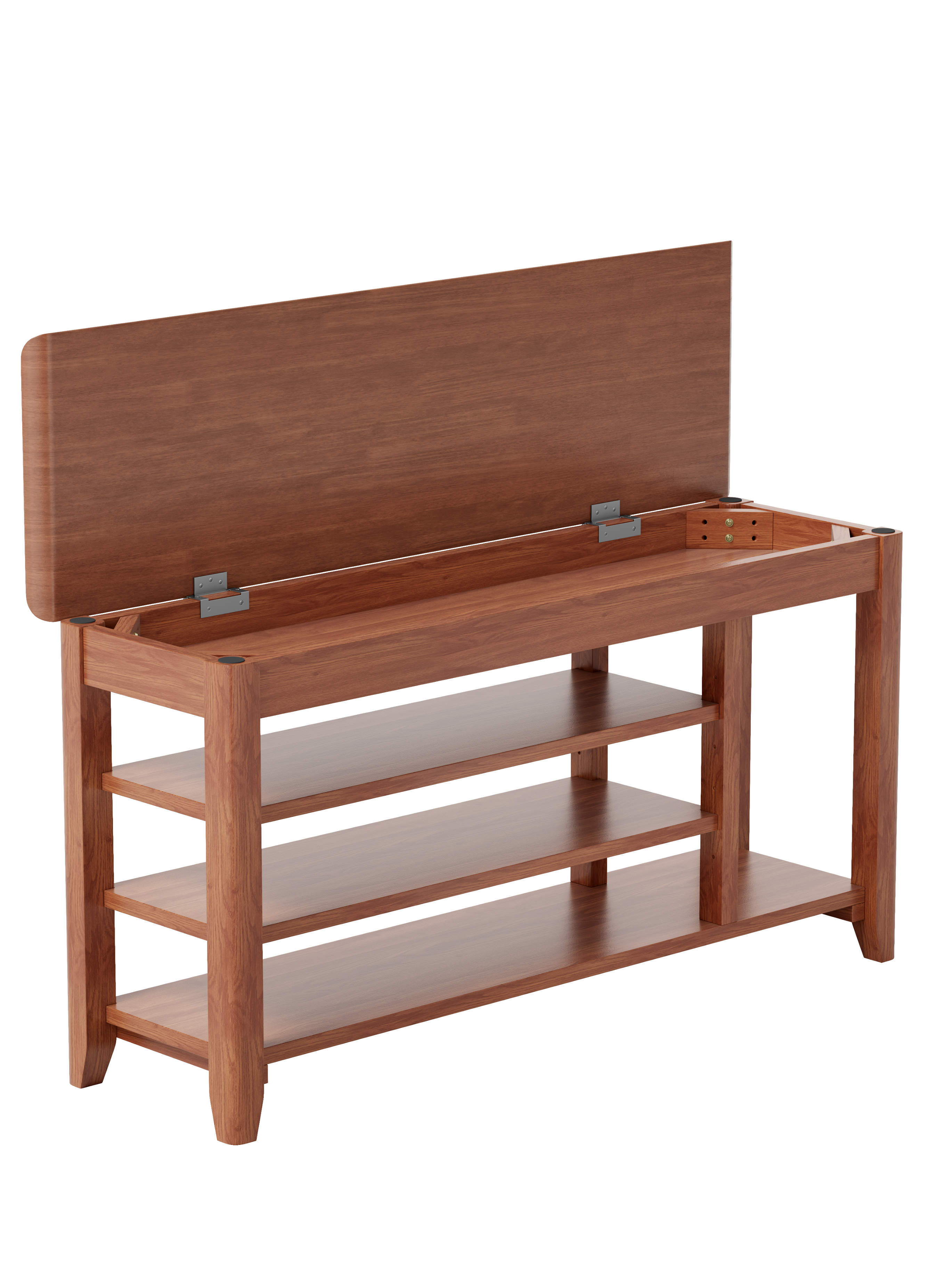 Angle. APRILSOUL - 100% solid wood front door shoe rack closet solid wood shoe bench load-bearing 550 pounds shoe rack with space for boots - Walnut.