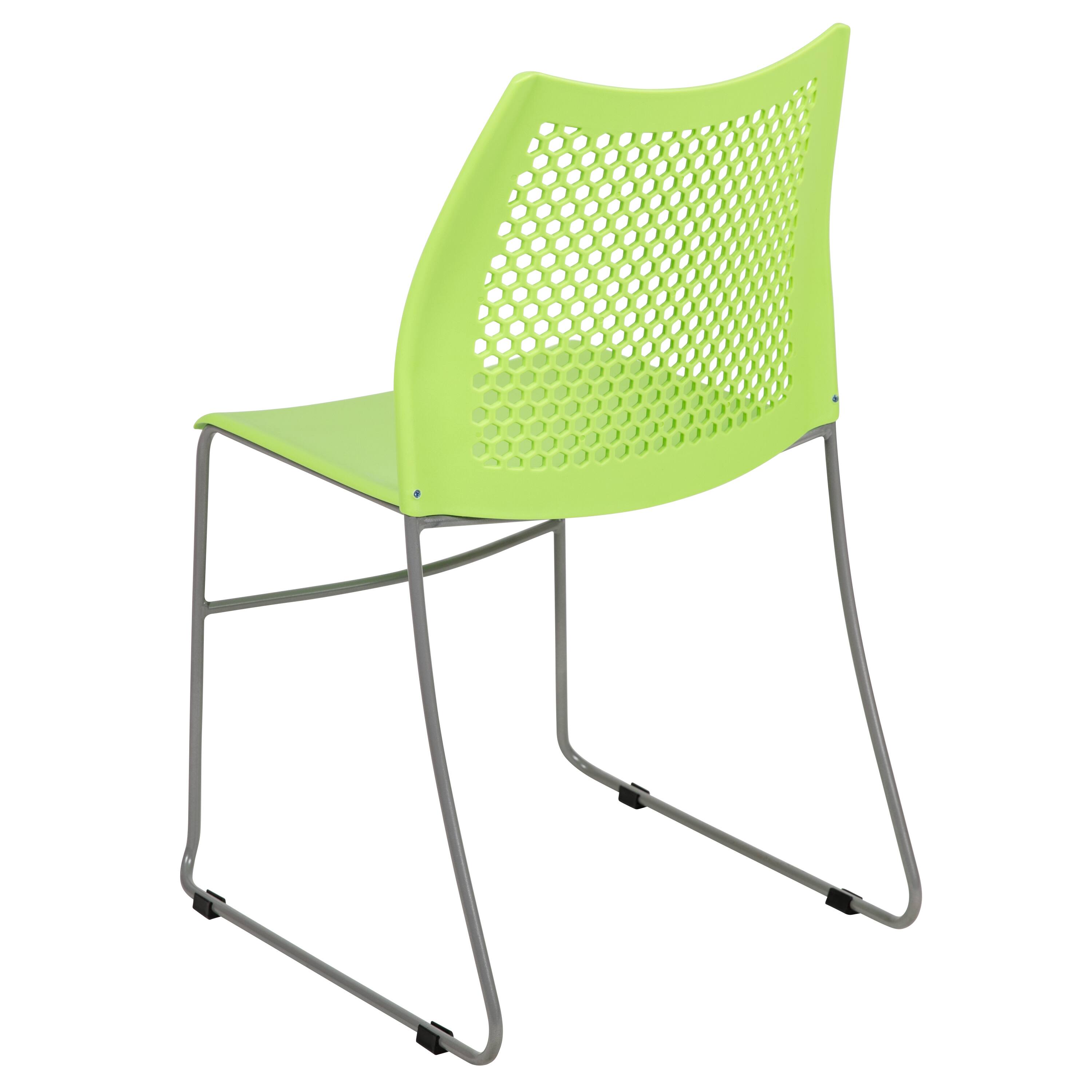 Alt View 5. Emma + Oliver - Home and Office Sled Base Stack Chair with Air-Vent Back - Guest Chair - Green.