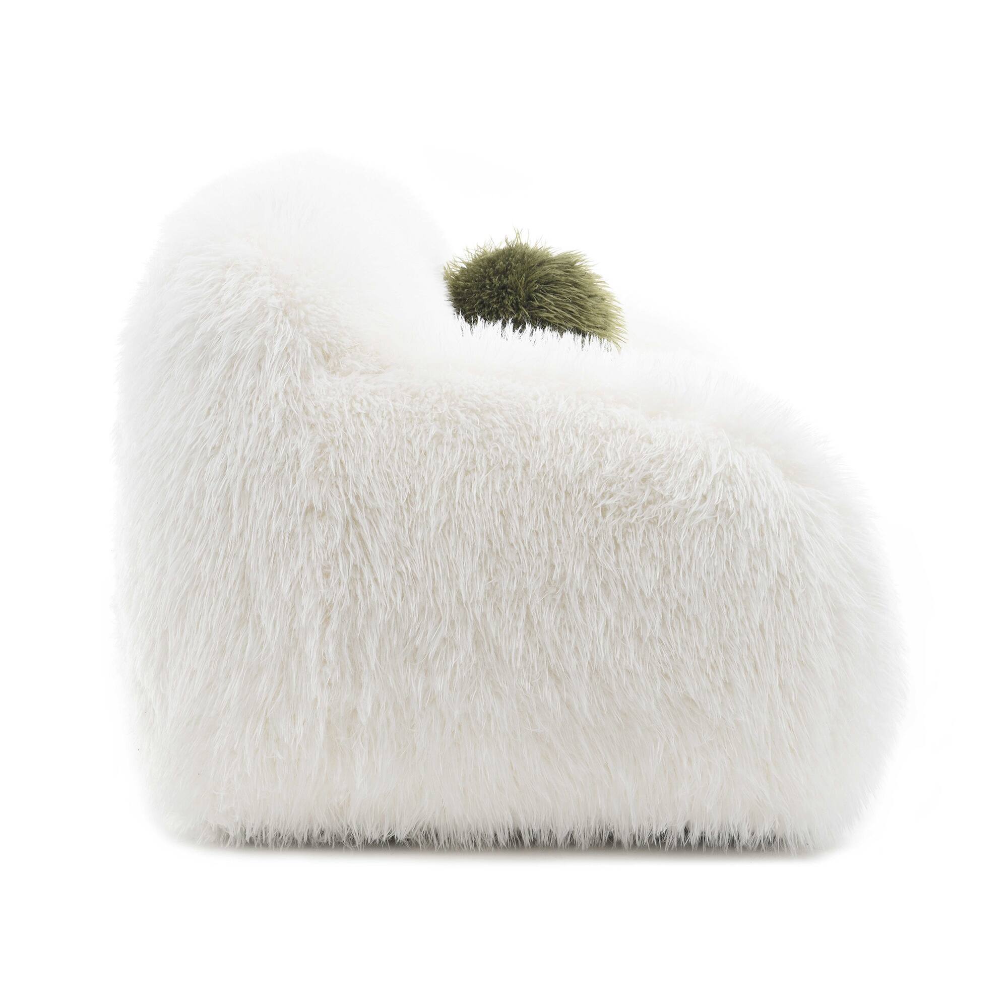 Alt View 1. Vaczon - Faux Fur Loveseat Chair Cozy Shaggy Plush Sofa for Home, Apartment, Lounge Area with Accent Pillows - White.