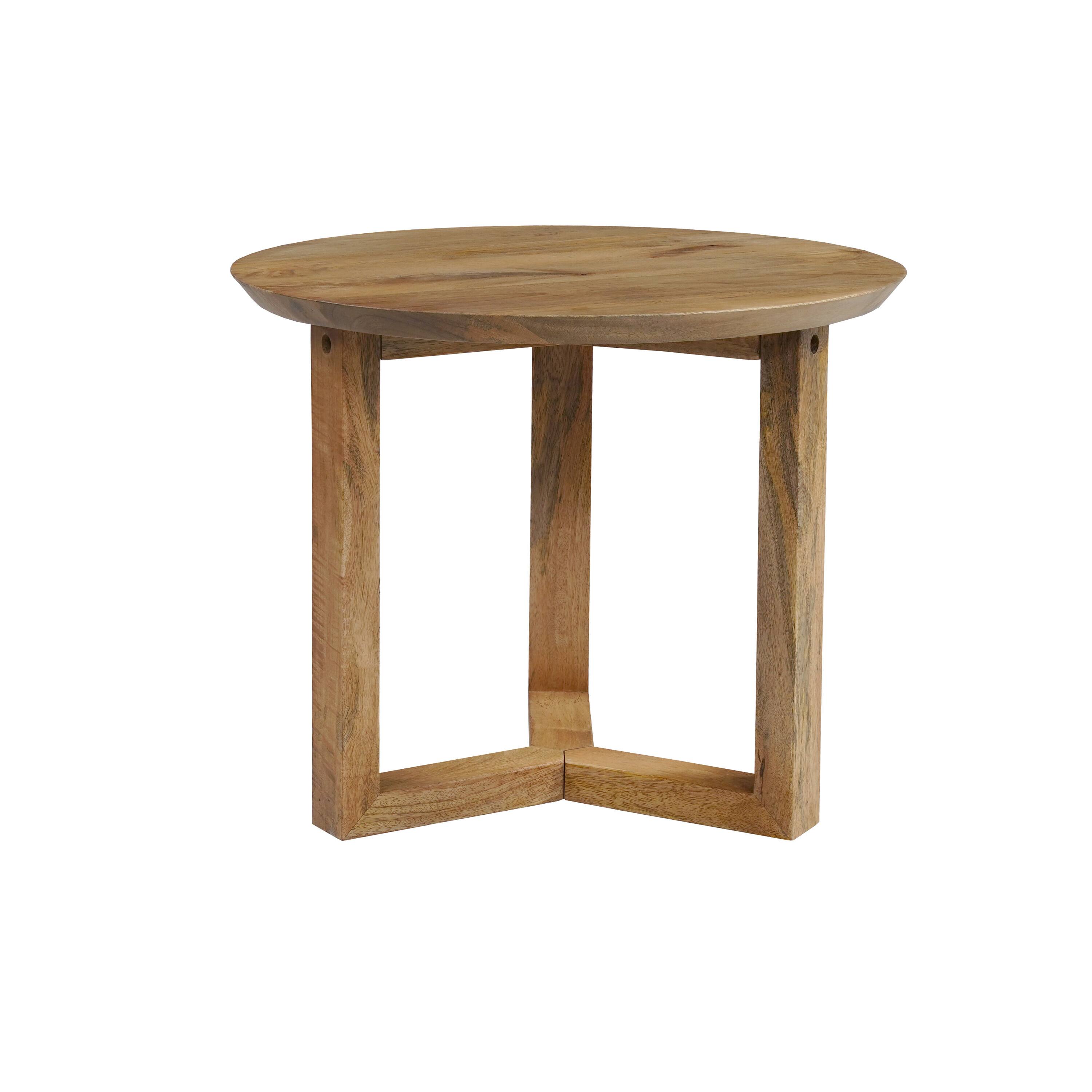 Front. Manhattan Lane - Nina 18.5" Round Handcrafted Side End Table | Natural Brown Mango Wood - Brown.