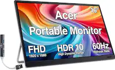 16" Acer Portable Monitor FHD HDR 10 60Hz Refresh Rate High Dynamic Range 1920 x 1080