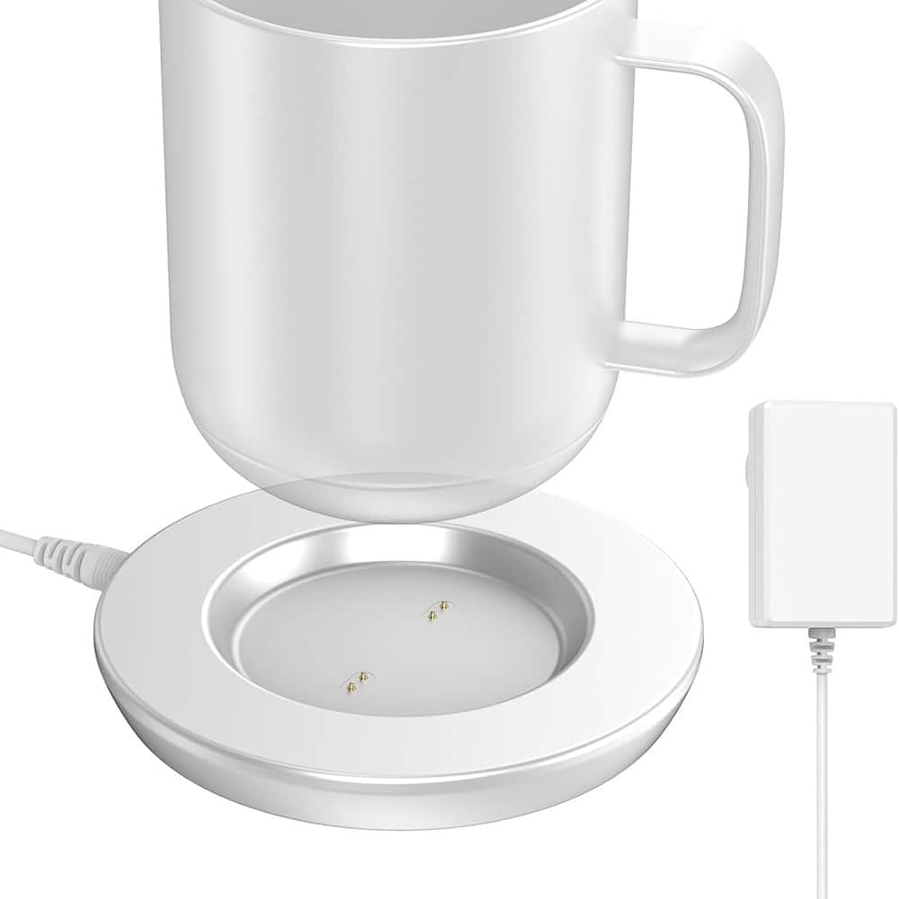 Schertz - Charging Coaster Dock for Ember Smart Mug 1 & 2 with Power Cord, Silver - White