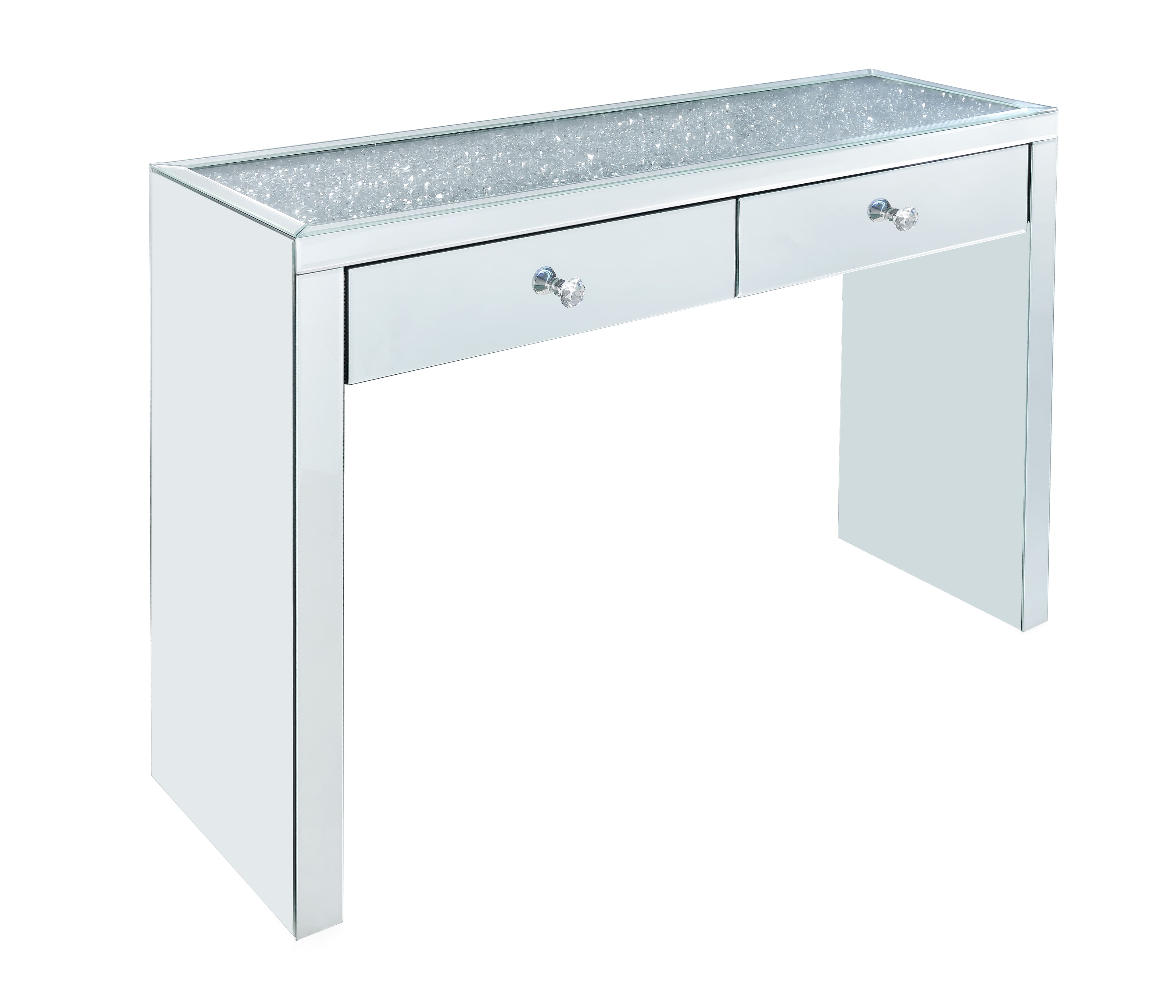 Manhattan Lane - Wooden Console Table with 2 Storage Drawers and Faux Diamond Inlay - Silver