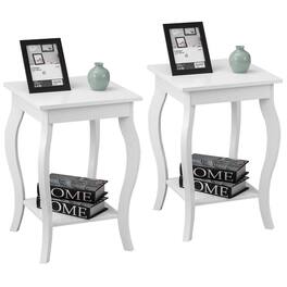 Gymax - Set of 2 Accent Side Table Sofa End Table Night stand Coffee Table w/ Shelf - White