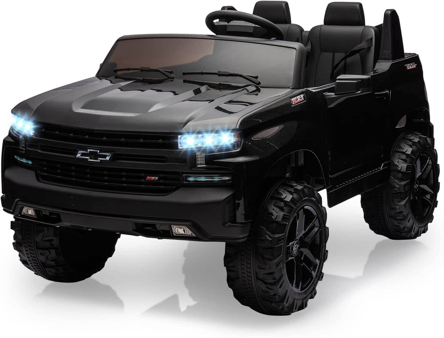 Homhougo - 24V Licensed Chevrolet Silverado Kids Ride-On 2-Seater Parent Remote Wireless Music 3 Speeds