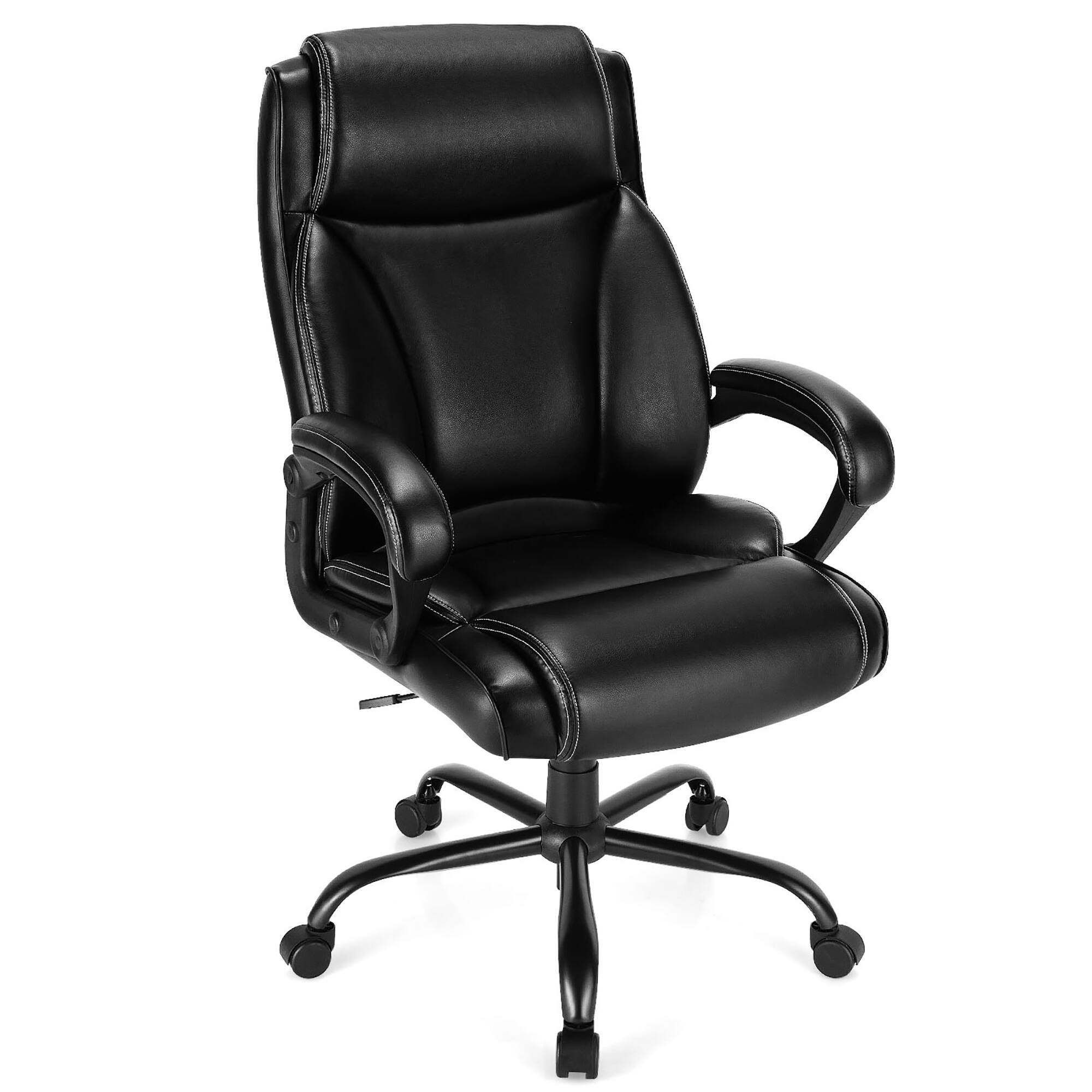 Alt View 18. Costway - Big & Tall Leather Office Chair with Adjustable High Back - Black.