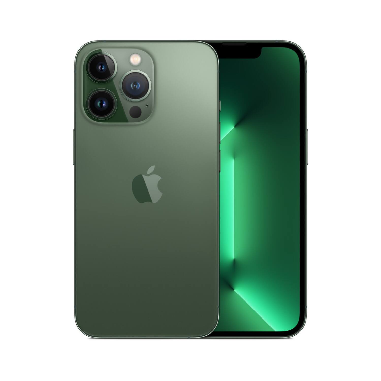 Left. Apple - iPhone 13 Pro A2483 (Fully Unlocked) 128GB Bundle with Pre-Installed Tempered Glass - Apline Green.