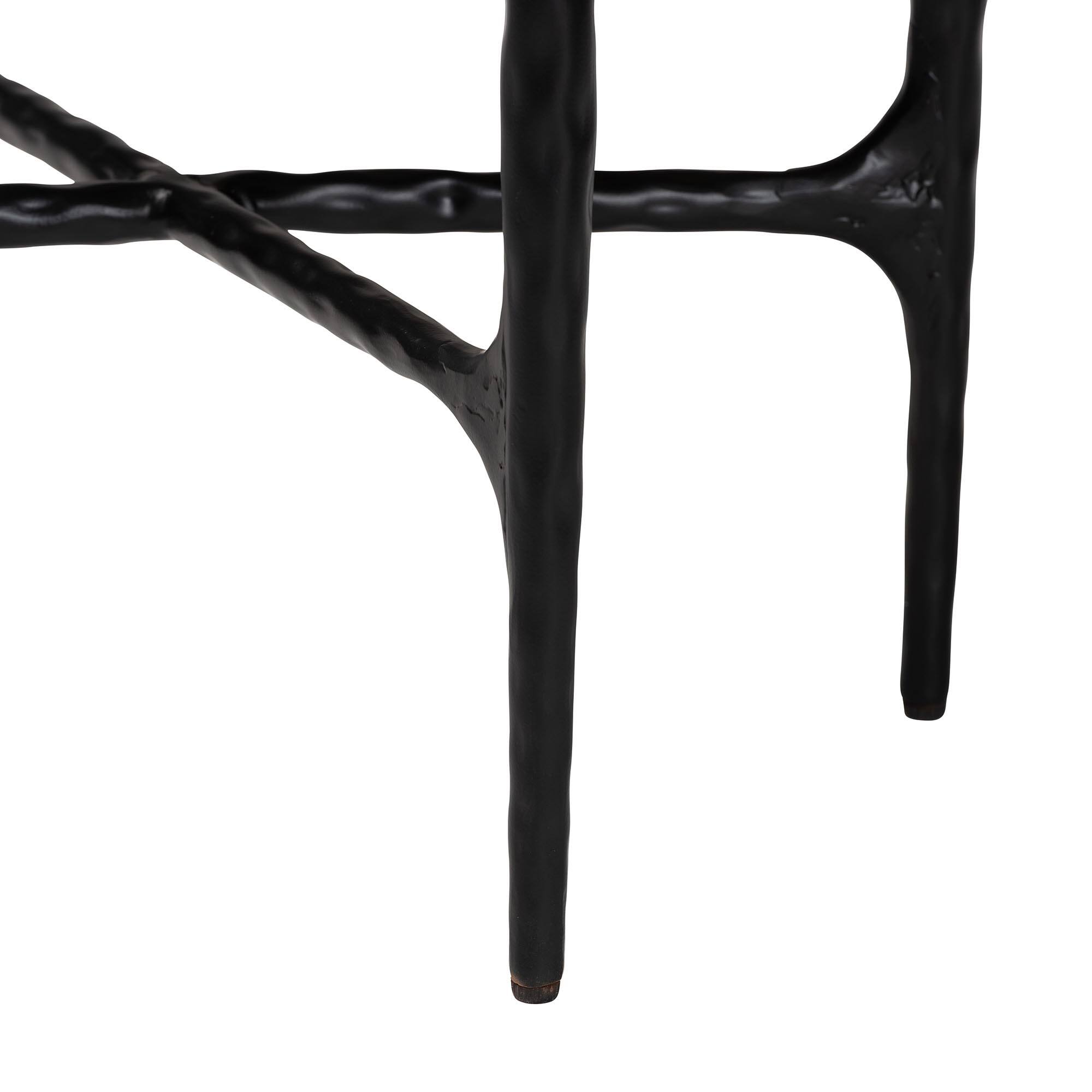 Back. Baxton Studio - Akanji Marble End Table - Modern Rustic Accent Table with Hand-Forged Metal Frame, Rectangle - Marble White/Black.