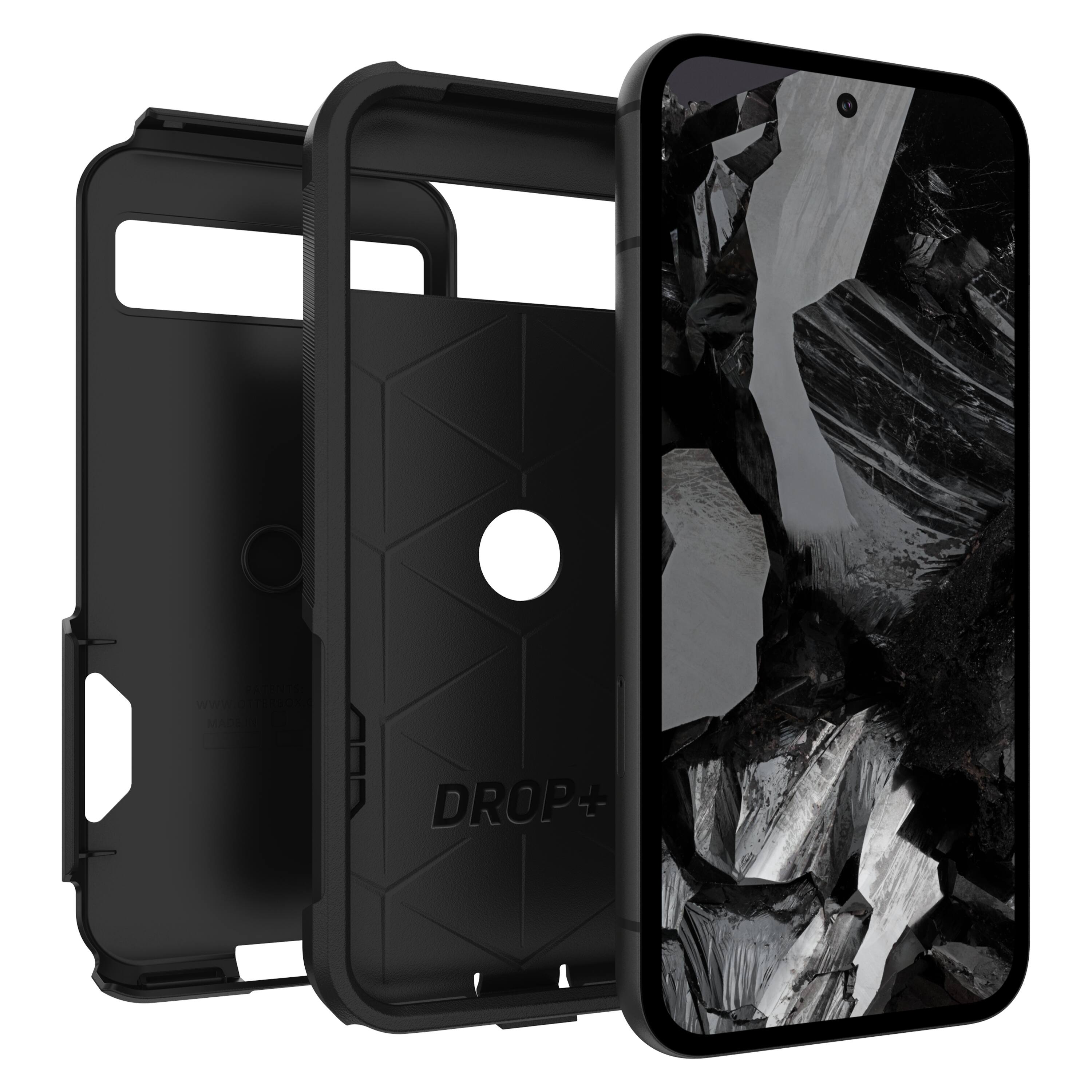 Left. OtterBox - Commuter Series Slim Hard Shell Case for Google Pixel 8a - Black.
