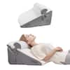 Front. VEVOR - Bed Wedge Pillow for Sleeping, 3 Pcs Adjustable Orthopedic Bed Wedge Set, with Jacquard Washable Cover & Foam Support - White+Gray.