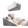 VEVOR - Bed Wedge Pillow for Sleeping, 3 Pcs Adjustable Orthopedic Bed Wedge Set, with Jacquard Washable Cover & Foam Support - White+Gray