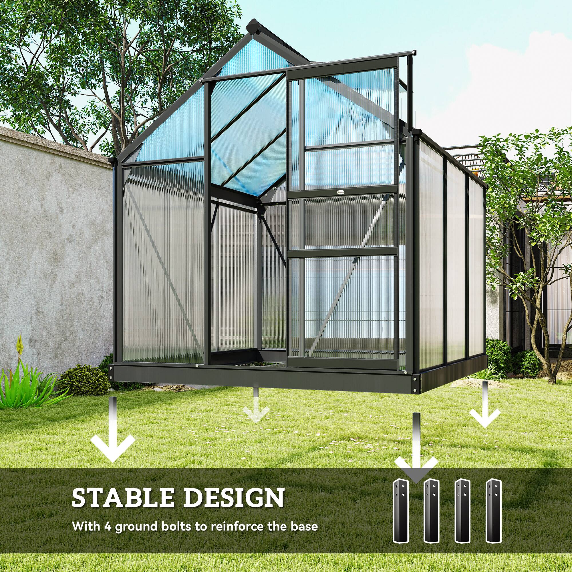 STABLE DESIGN  
With 4 ground bolts to reinforce the base