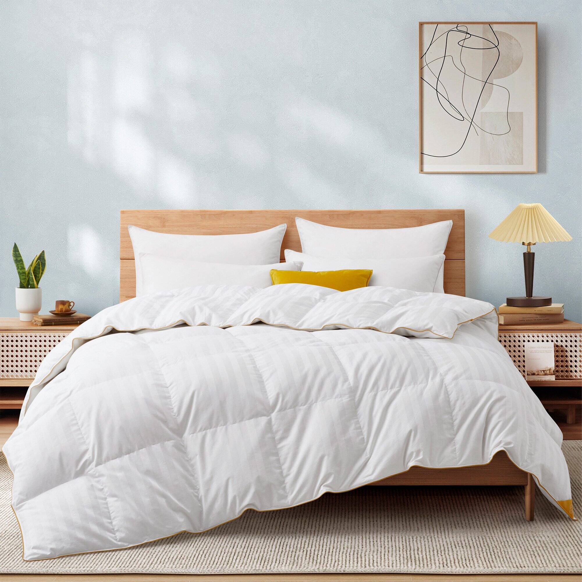 Front. Puredown - Puredown -  All Season White Goose Down Comforter Duvet Insert with 100% Cotton Cover - Twin - White.