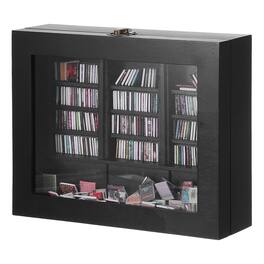 Unique Bargains - Anxiety Bookshelf, Wood Mini Bookshelf Shake Away Your Anxiety Tiny Book Shelf, with 300 Mini Books, for Home Room Decor - Black