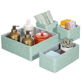 Sorbus - Storage Baskets - Woven Material - Set of 4 - Braided Organizer for Bathroom, Vanity - Teal