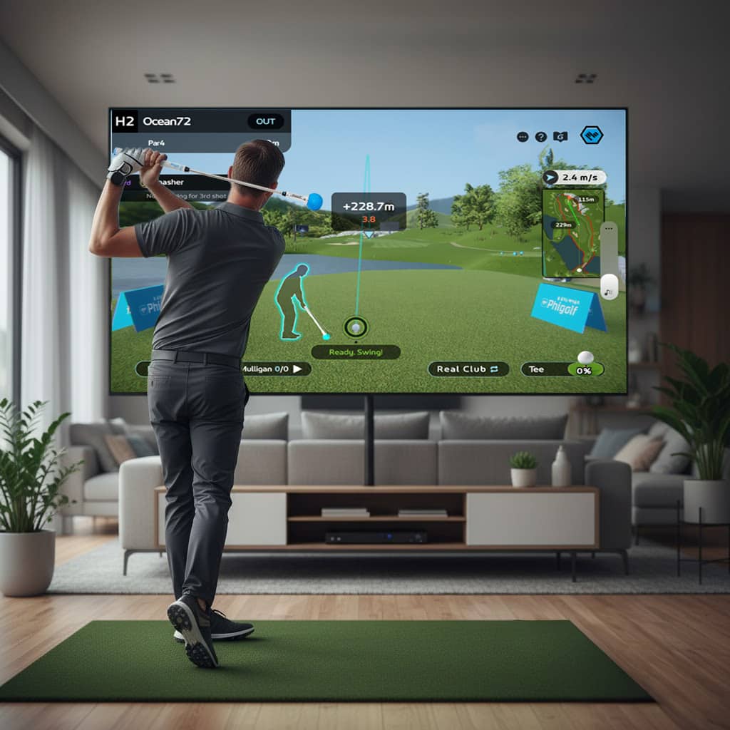 Phigolf 2 Flex Home Golf Game Simulator with Retractable Swing