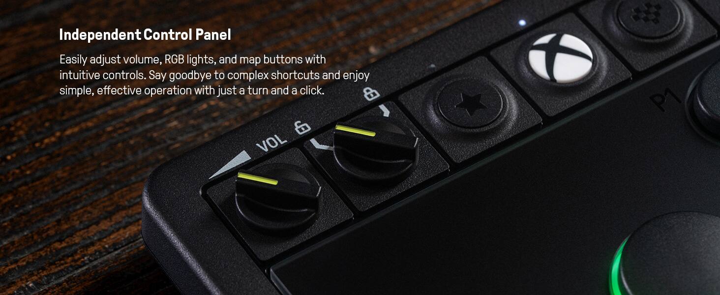 Independent Control Panel

Easily adjust volume, RGB lights, and map buttons with intuitive controls. Say goodbye to complex shortcuts and enjoy simple, effective operation with just a turn and a click.