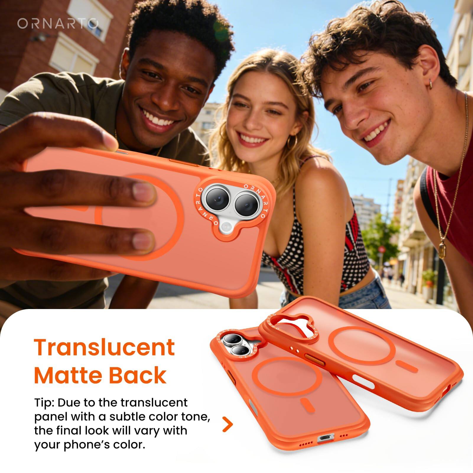 ORNARTO ORNABIO CREAIO

Translucent Matte Back

Tip: Due to the translucent panel with a subtle color tone, the final look will vary with your phone's color.