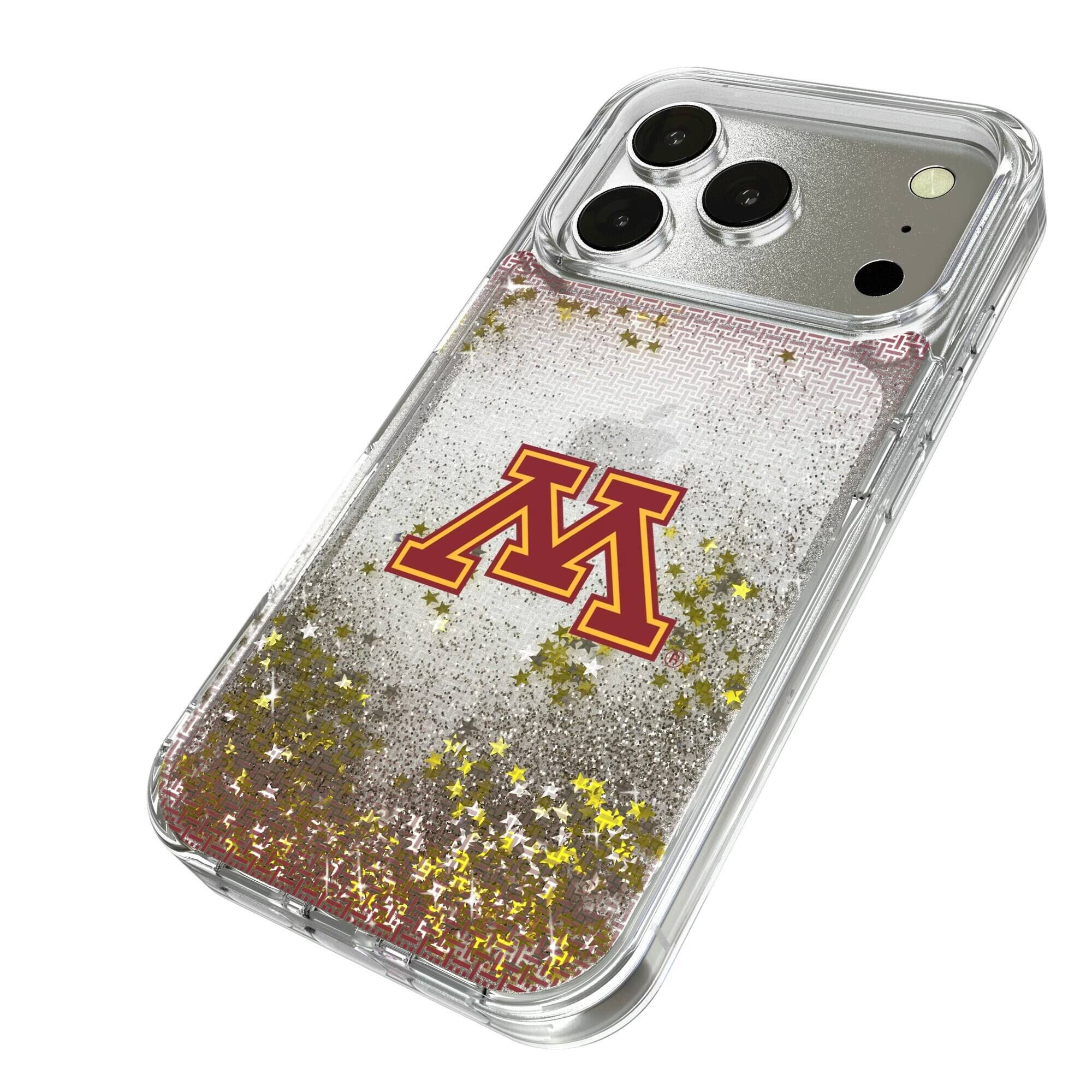 Alt View 1. Keyscaper - Minnesota Golden Gophers Linen Logo iPhone Glitter Case - 15 Pro - Multicolor.