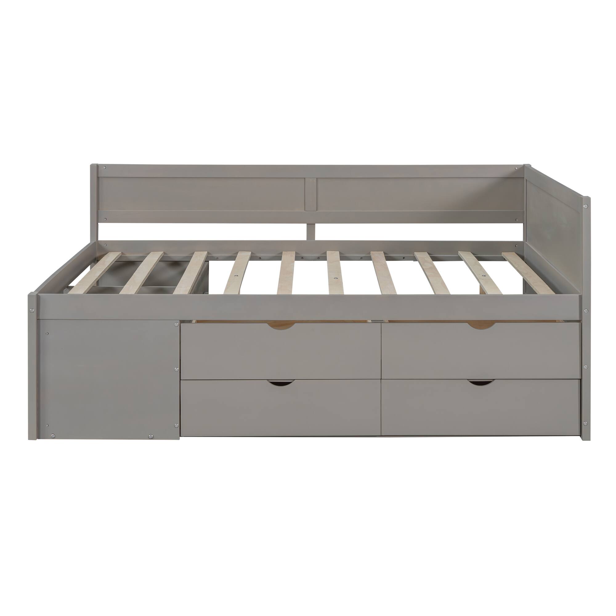 Alt View 4. Tiramisubest - Full Size Daybed with Drawers and Shelves, Gray - Gray.